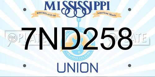 7ND258 Mississippi License Plate