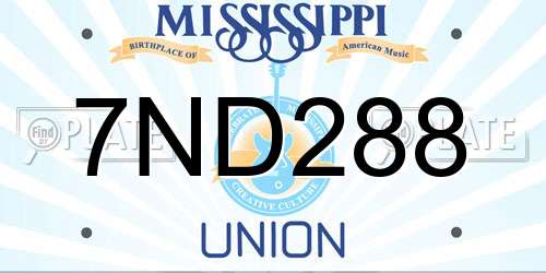 7ND288 Mississippi License Plate