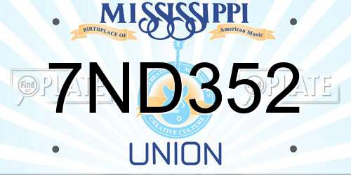 7ND352 Mississippi License Plate