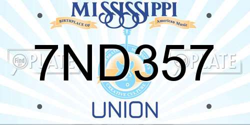 7ND357 Mississippi License Plate