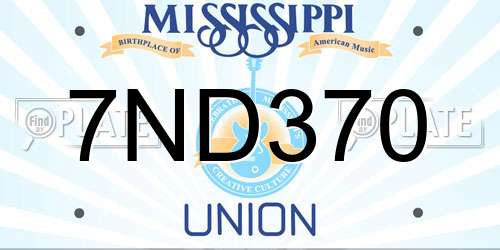 7ND370 Mississippi License Plate
