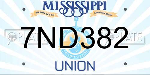 7ND382 Mississippi License Plate