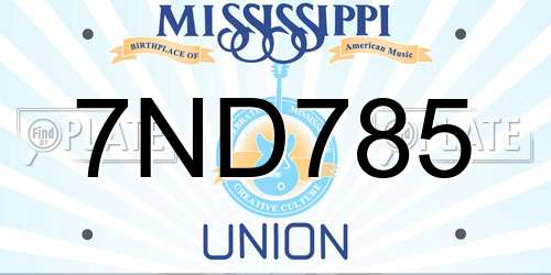 7ND785 Mississippi License Plate