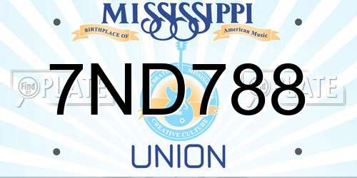 7ND788 Mississippi License Plate