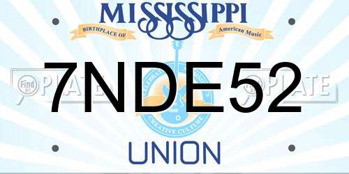 7NDE52 Mississippi License Plate