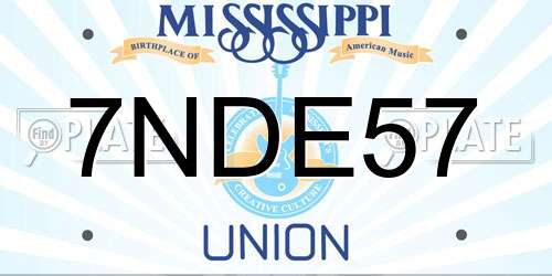 7NDE57 Mississippi License Plate