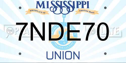 7NDE70 Mississippi License Plate