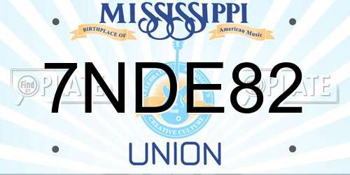 7NDE82 Mississippi License Plate