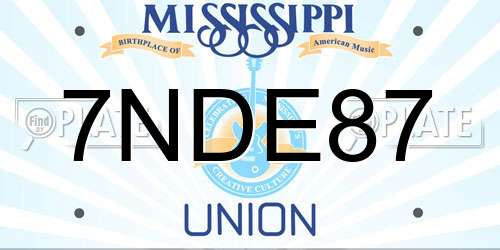 7NDE87 Mississippi License Plate