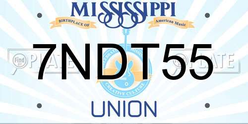 7NDT55 Mississippi License Plate