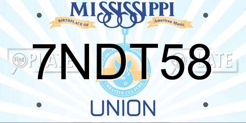 7NDT58 Mississippi License Plate