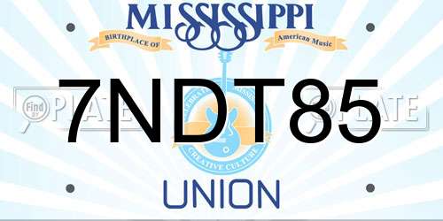 7NDT85 Mississippi License Plate