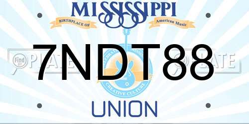 7NDT88 Mississippi License Plate