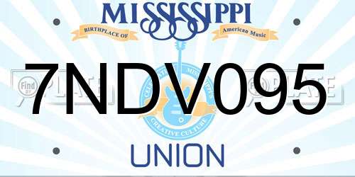 7NDV095 Mississippi License Plate
