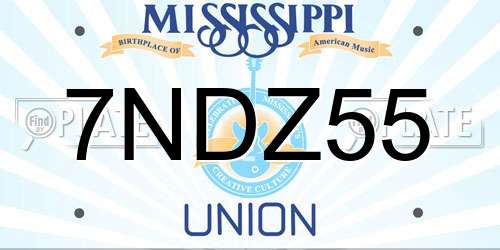 7NDZ55 Mississippi License Plate