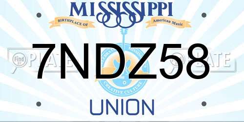 7NDZ58 Mississippi License Plate