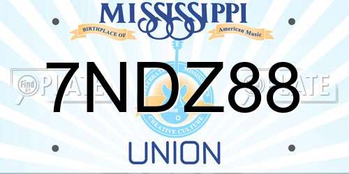7NDZ88 Mississippi License Plate