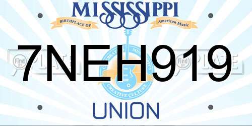 7NEH919 Mississippi License Plate