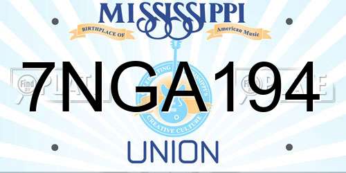7NGA194 Mississippi License Plate