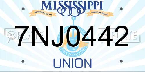 7NJ0442 Mississippi License Plate