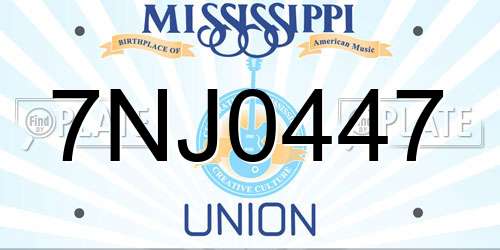 7NJ0447 Mississippi License Plate