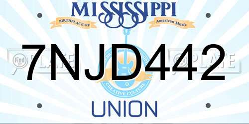 7NJD442 Mississippi License Plate