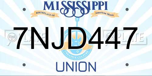 7NJD447 Mississippi License Plate