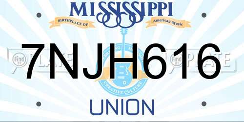 7NJH616 Mississippi License Plate