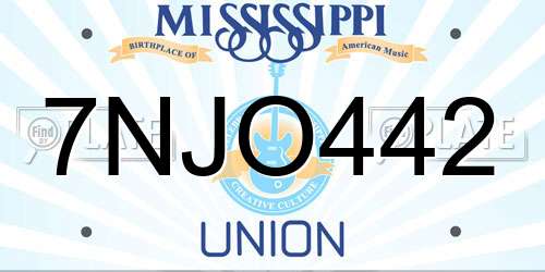 7NJO442 Mississippi License Plate