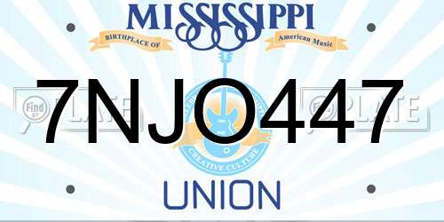 7NJO447 Mississippi License Plate