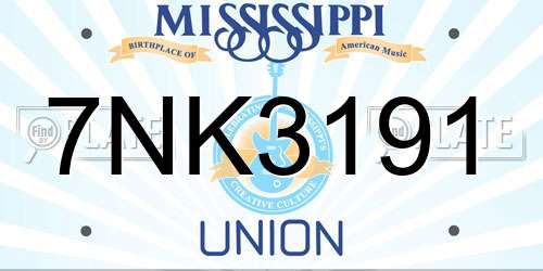 7NK3191 Mississippi License Plate