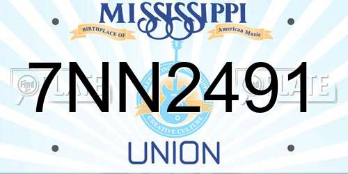 7NN2491 Mississippi License Plate