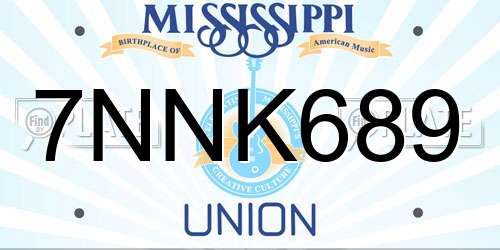 7NNK689 Mississippi License Plate