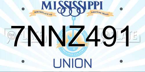 7NNZ491 Mississippi License Plate