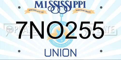 7NO255 Mississippi License Plate