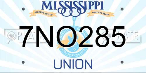 7NO285 Mississippi License Plate