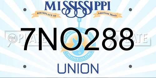 7NO288 Mississippi License Plate