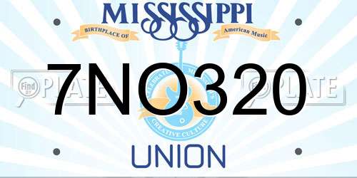 7NO320 Mississippi License Plate