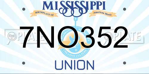 7NO352 Mississippi License Plate