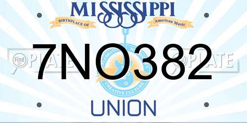 7NO382 Mississippi License Plate