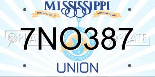 7NO387 Mississippi License Plate