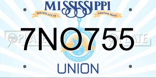 7NO755 Mississippi License Plate