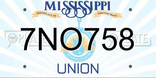 7NO758 Mississippi License Plate