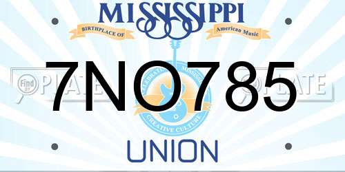 7NO785 Mississippi License Plate