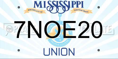 7NOE20 Mississippi License Plate