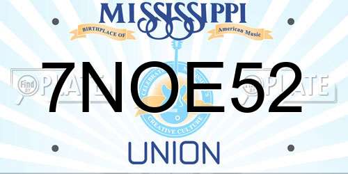 7NOE52 Mississippi License Plate