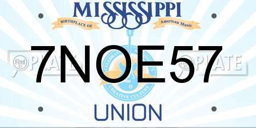 7NOE57 Mississippi License Plate