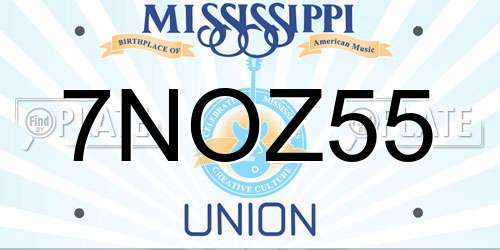 7NOZ55 Mississippi License Plate
