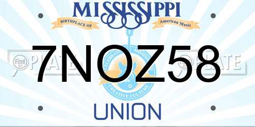 7NOZ58 Mississippi License Plate