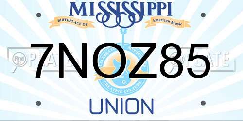 7NOZ85 Mississippi License Plate
